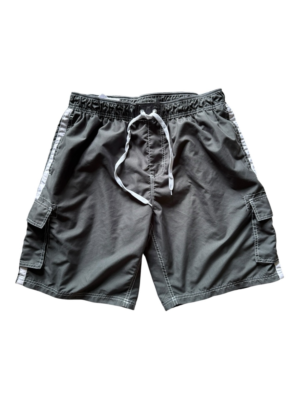 Kanu Surf Men’s XXL Gray Cargo Board Shorts Swim Trunks Mesh Lined Quick Dry